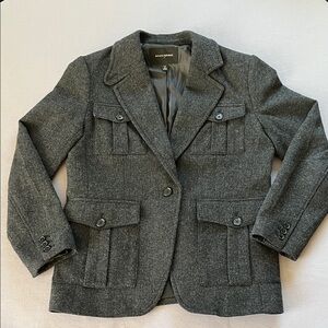 Banana Republic Women's Military Utility Blazer Wool Blend Charcoal Gray S10